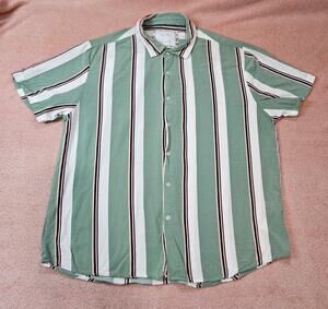 Cactus Man by Ricky Singh Men's Short Sleeve Striped Viscose Button-Up Shirt Lg